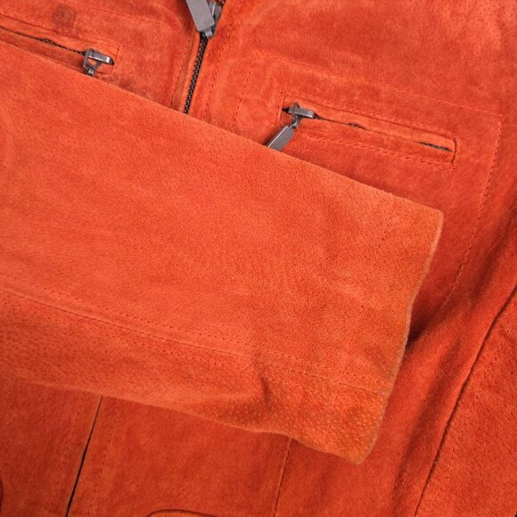 Ruff Hewn women's 100% Genuine Suede Leather Jacket Rust Orange size Small - Picture 5 of 8